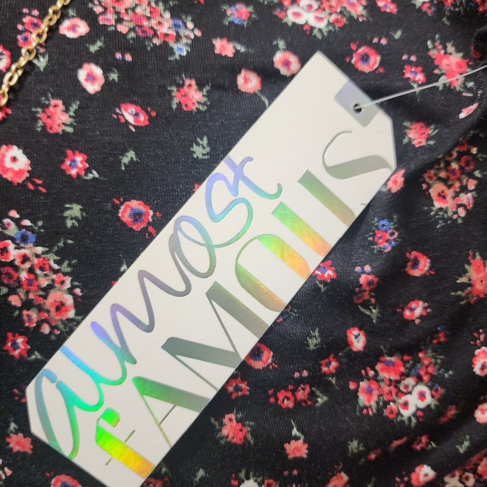 ALMOST FAMOUS Ditsy Floral Boho Cut Out Back Dress, size‎ Large, Black Multi - Picture 13 of 13